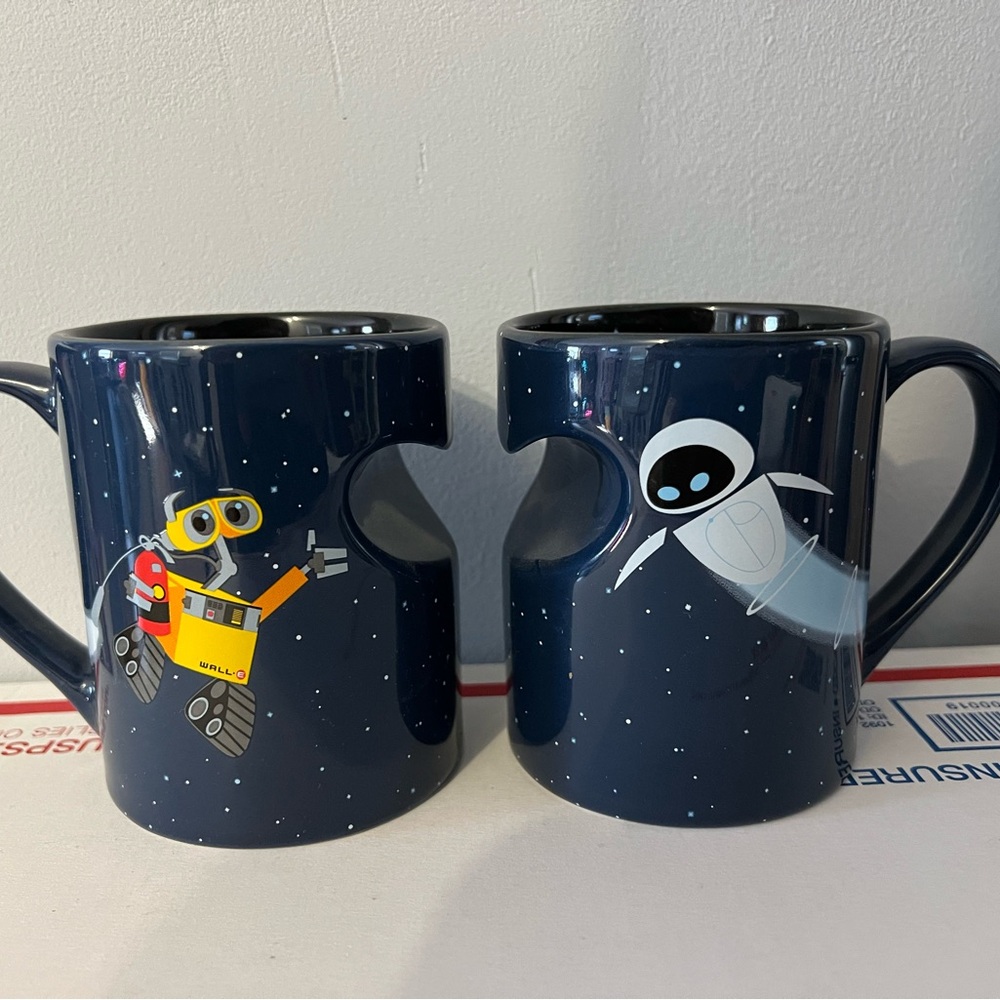 Disney Wall-E and Eve Starry Night Mugs - Dark Blue